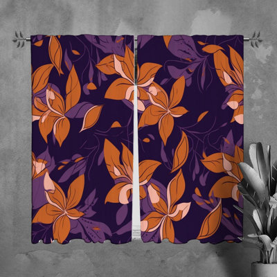 Motif de rideaux à motif floral orange - 6061