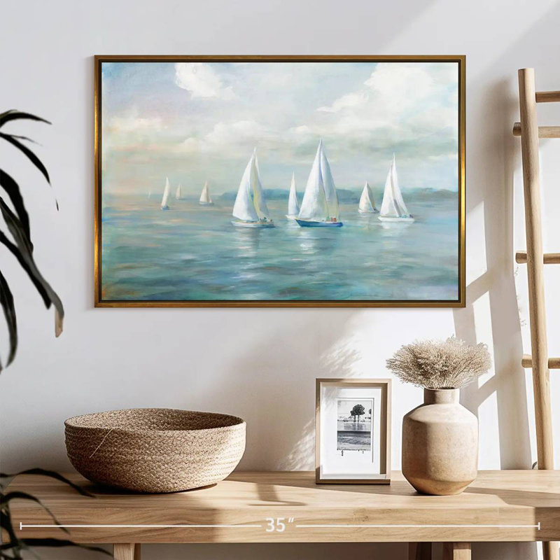 En route pour l'océan, Cadre flottant doré, 25 po x 17 po