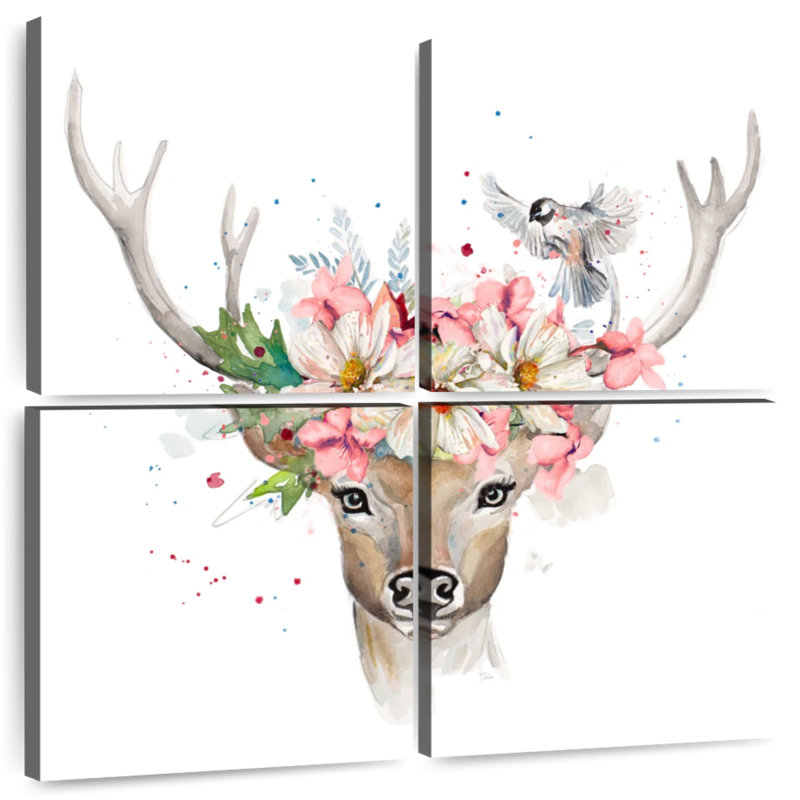 Brampt Floral Woodland Deer, 50" H x 50" W