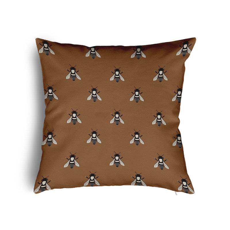 Bee Buzz Accent Pillow with Insert, 16"H x 16"W, Golden Bee