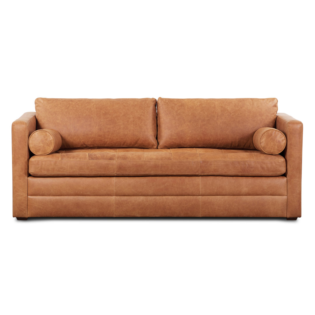 Bismarck 82'' Full-Grain Genuine Italian Leather Sleeper Sofa Steelside™ Upholstery 