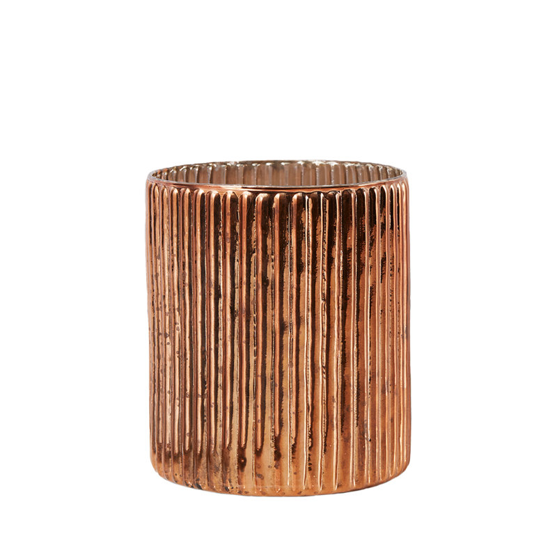 Vase de table en verre Granit, Cuivre, H 6 po x l 5 po x P 5 po