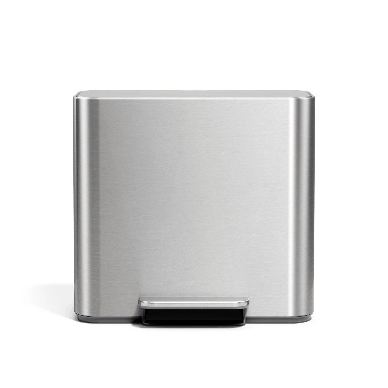 Simplehuman 16L Mini Rectangular Step Can, Brushed Stainless Steel, Brushed Stainless Steel