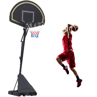 Danrelax Basketball Hoop Outdoor, Adjustable Portable, 7.5-10ft Height, 44in Pvc Backboard, With Protective Backboard Pad, Durable Base, Ideal For Teens And Adults