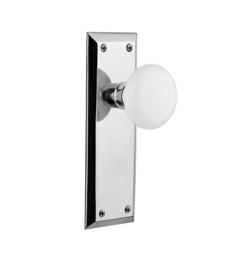New York Plate with White Porcelain Door Knob Nostalgic Warehouse 