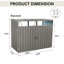 Garbage Bin Shed Stores 2 Trash Cans Metal Outdoor Bin Shed For Garbage Storage,Stainless Galvanized Steel, Bin Shed For Garden Yard Lawn,Grey