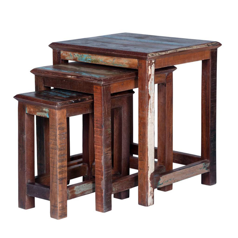 Tables gigognes en bois massif Ackler, Marron foncé