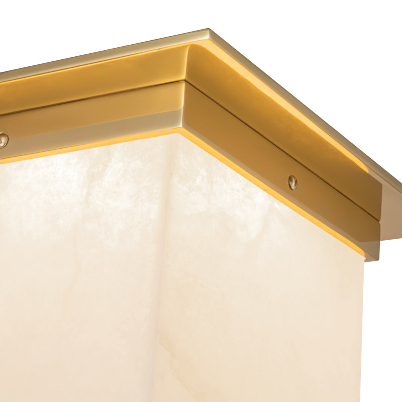 Mineral 11-in Brass Flush Mount, Brass, Alabaster