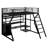 Full Size Metal Gaming Loft Bed With Built-In Work Station, Open Wardrobe, LED And Multiple Storage