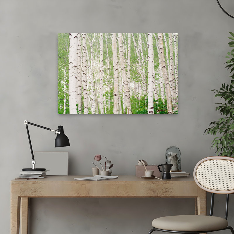 Art contemporain de forêt de trembles abstraits, H 16 po x l 24 po