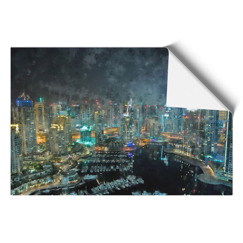 Dubai Skyline Painting - Frameless Print, 42cm H x 59cm W x 0.1cm D