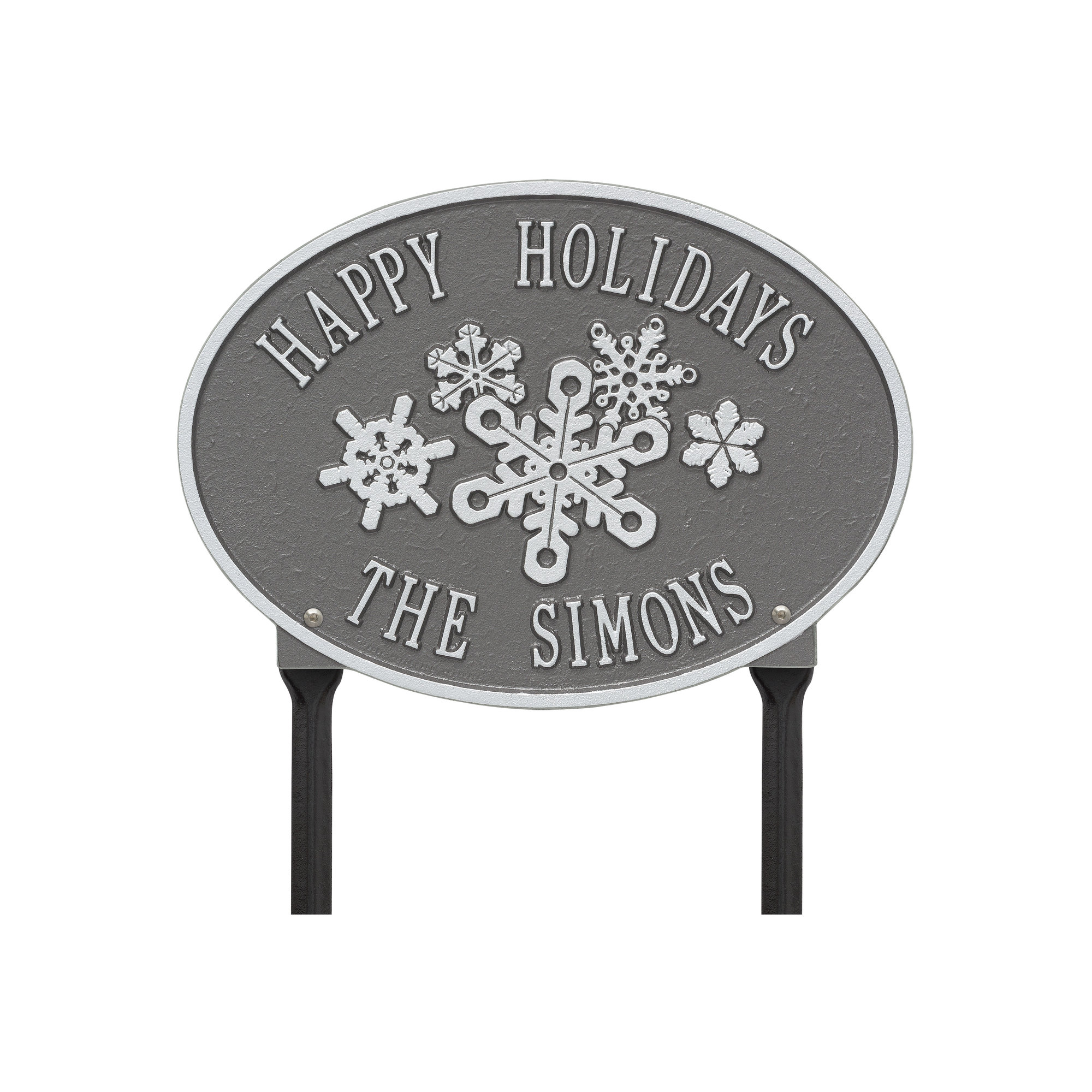 Snowflake Oval Garden Stake, Yes, Pewter/Silver