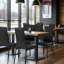 Faux Leather Modern High-backed Dining Chairs with Metal Legs-433931301