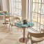 Table bistro ronde et moderne 31,5 pouces avec plateau tulipe et plateau en faux marbre, facile à assembler, structure en métal robuste-130190385
