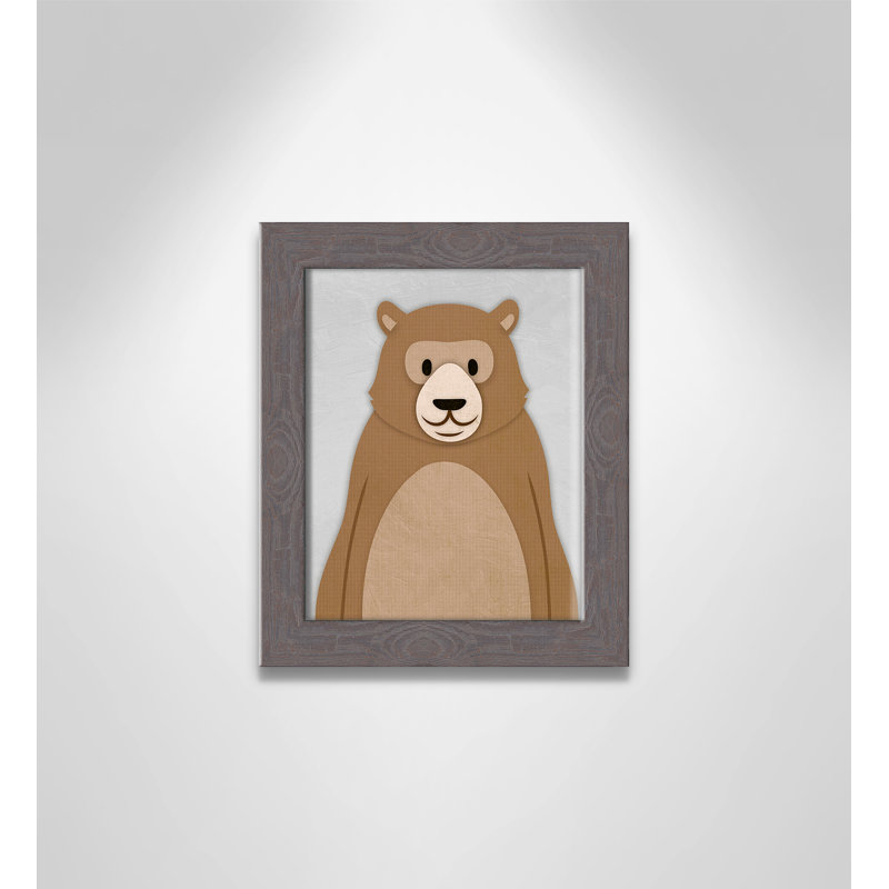 Adhésif décoratif Cheery Bear, H 10 po x l 8 po x P 0,6 po, Encadré plat à grain de bois gris