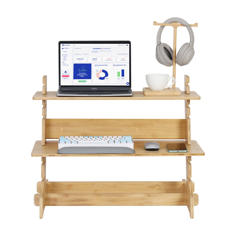 Kamarli 66Cm W Height Adjustable Rectangular Standing Desk Converter