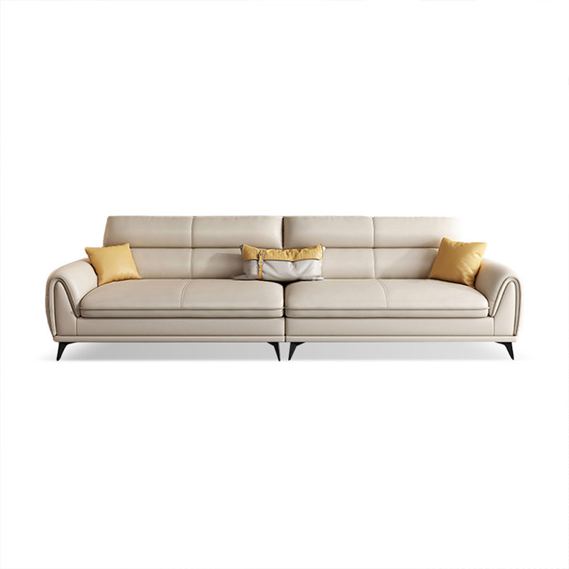 Canapé modulaire kaki en cuir véritable, H 35,43 po x l 97,64 po x P 37,4 po