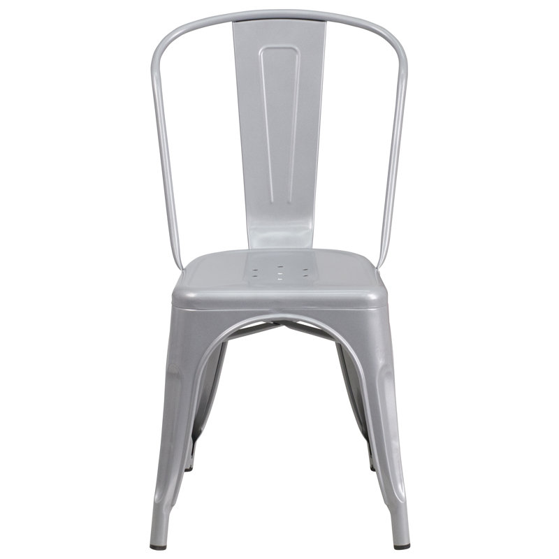 Lily Metal Stackable Side Chair, Silver