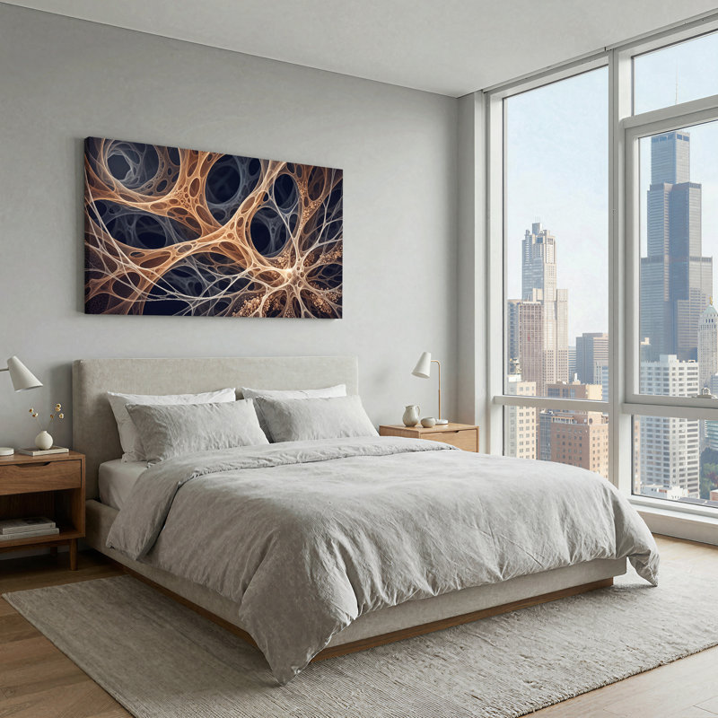 Art mural sur toile brun et bleu, L 58 po x H 28 po