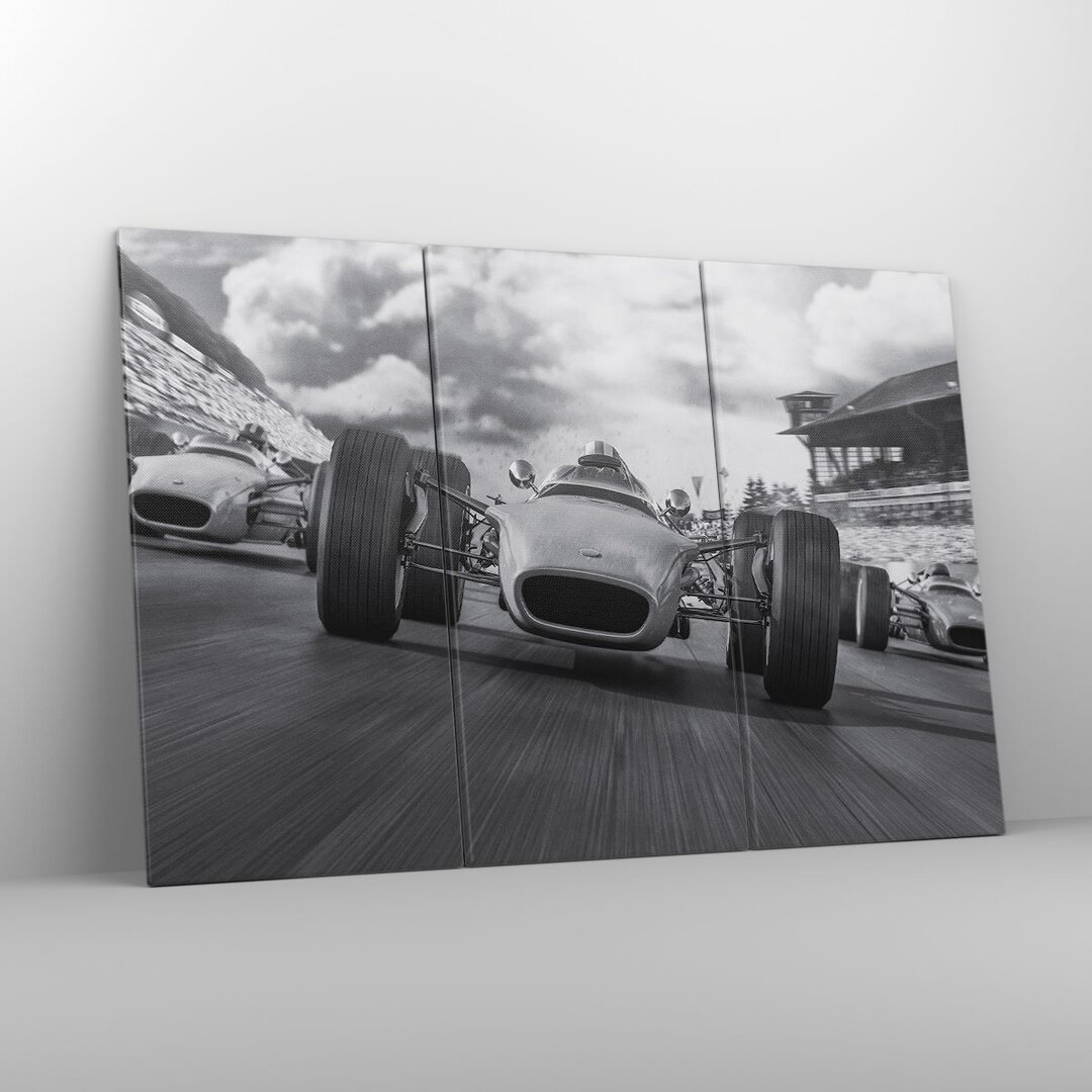 3-tlg. Leinwandbilder-Set Formula 1 Black and White