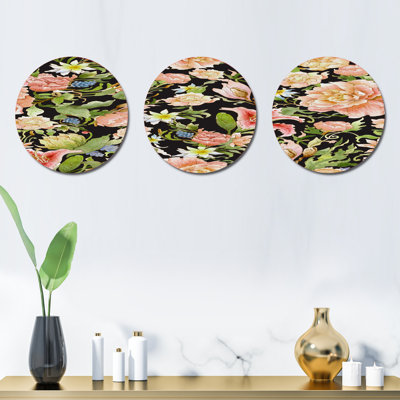 Ensemble de 3 fleurs murales aquarelles