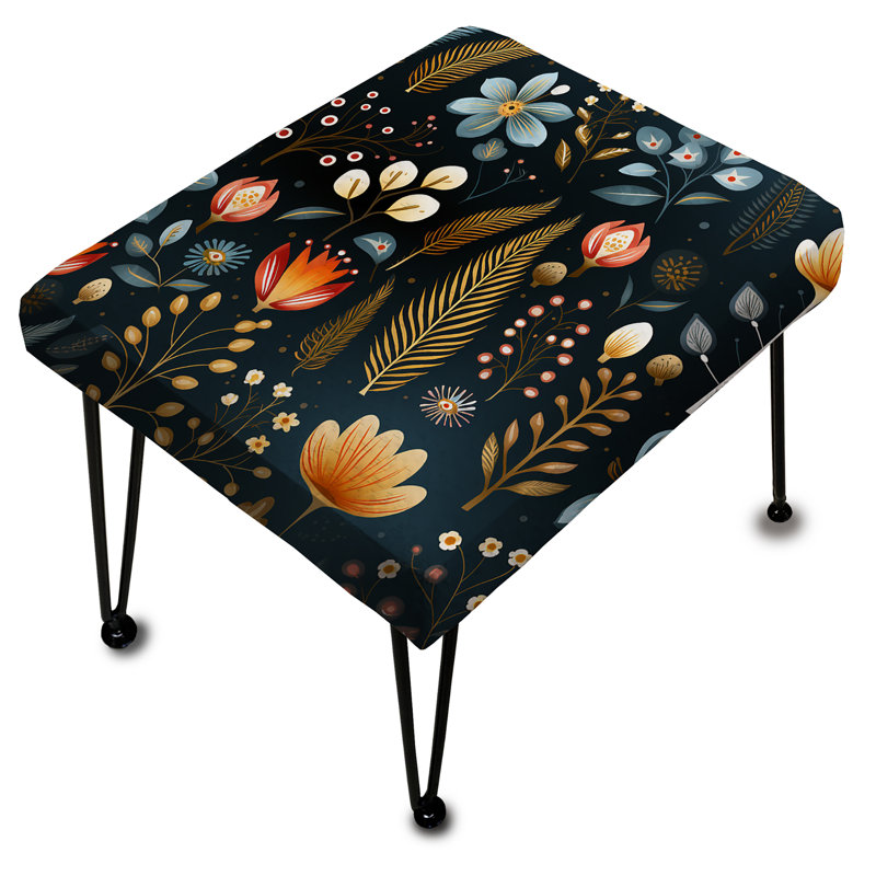 Collage scandinave jaune et bleu - Repose-pieds rectangulaire botanique