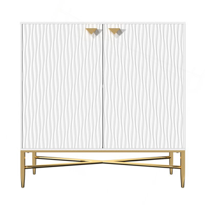 Luxury High-Gloss Door Cabinet, Elegant Metal Legs, Adjustable Shelves, Polished Back, Multi-Use For Display Storage Workspace, Suits Modern Home Decor