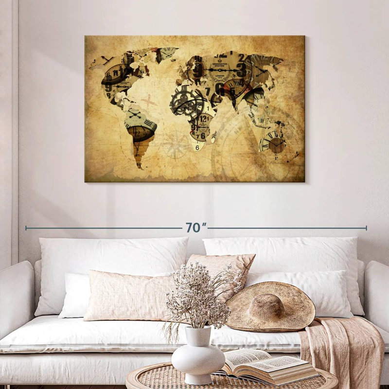 Aliaz Time World Map, 30" H x 45" W