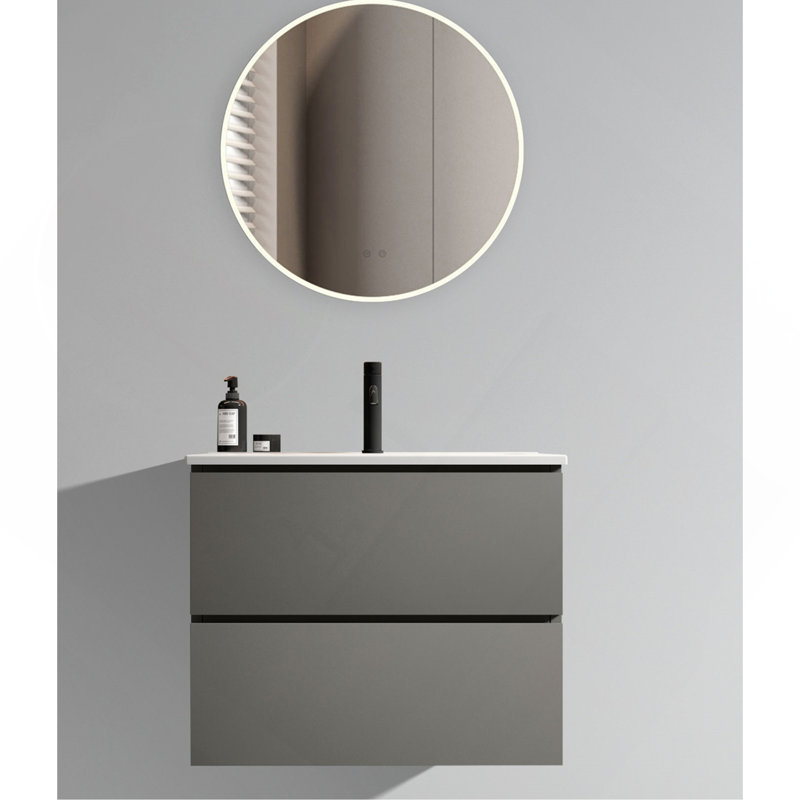 Meuble-lavabo mural 24 po avec lavabo en céramique et un trou de robinet, grand meuble-lavabo flottant avec rangement pour salle de bain moderne, pré-assemblé