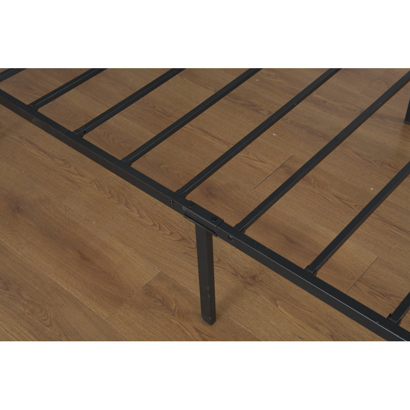 14 Inch Full Bed Frame With Storage Headboard, Metal Platform Bed Frame With USB-C,Type-C And LED Light, Black, Full