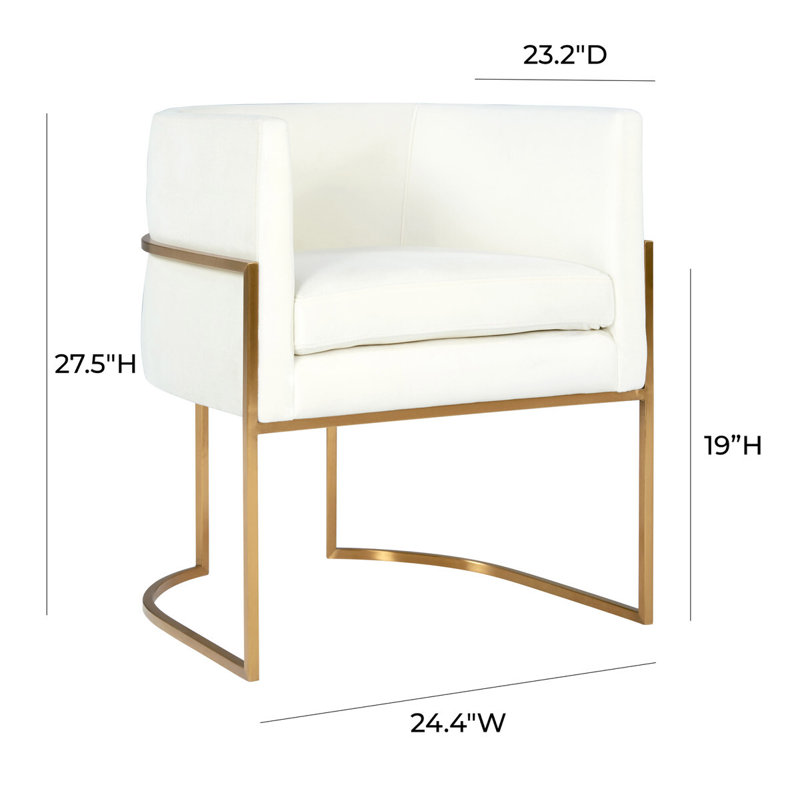 Chaise en velours crème Giselle - Argent, Crème, Or