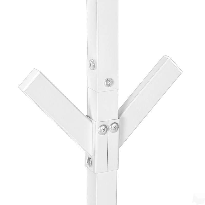 Coat Rack, Hall Tree, Free Standing, 8 Hooks, Entryway, 70"h, Bedroom, White Metal, Contemporary, Modern