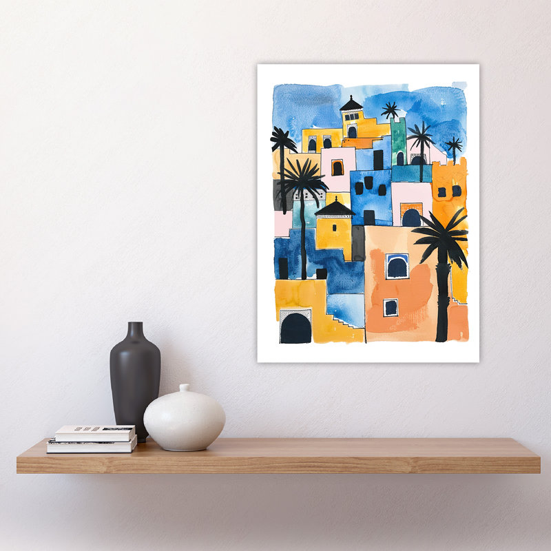 Morocco African Cityscape Watercolour Wall Art Print