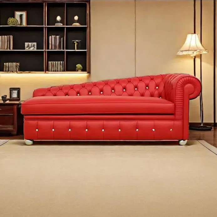 Chaise longue de loisir Neoclassical Home, Orienté à droite, Orangé, Argent argent