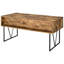 Bureau rustique couleur muscade à 4 tiroirs avec piètement traîneau et structure métallique, apportant une touche chaleureuse et naturelle à votre bureau, hauteur de 77,5 cm (30,5 pouces), offrant un soutien fiable pour une utilisation au bureau.