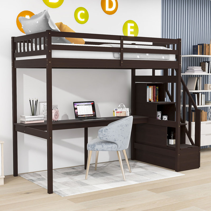 Harriet Bee Twin Size Loft Bed With Desk And Staircase - Wayfair Canada