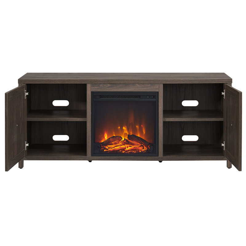 Granger TV Stand for TVs up to 65" with Fireplace Included, Alder Brown