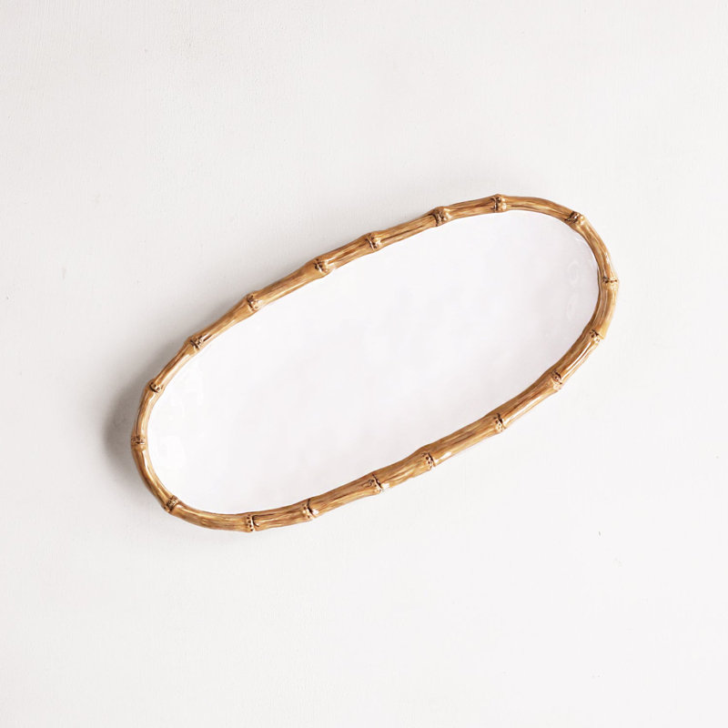 Beatriz Ball Vida Melamine Platter, 1.5" H x 18" L x 8" W, White/Natural