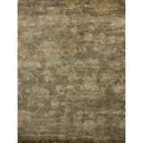 Hand Knotted Area Rug in Olive