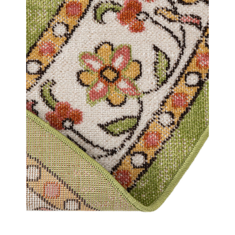 Oriental Green Area Rug, Oval 6'1" x 9'