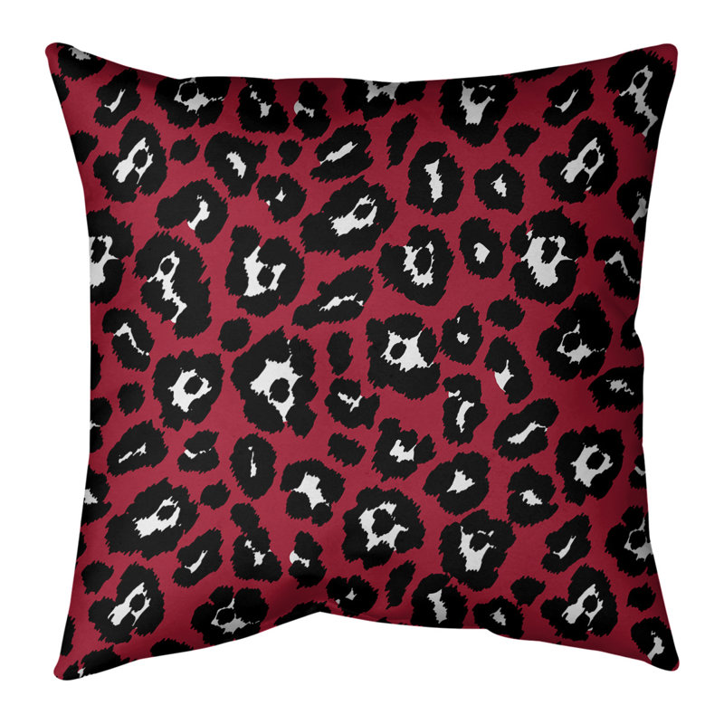Animal Print Linen Reversible Throw Pillow, 26" x 26", Red/Black/White, Cotton Twill