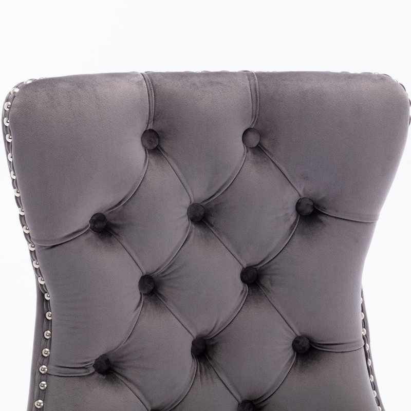 Pink Velvet Wing Back Parsons Side Chair Set with Wood Legs