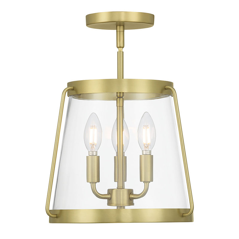 Plafonnier semi-encastré 3 lumières Adabella, Laiton rétro