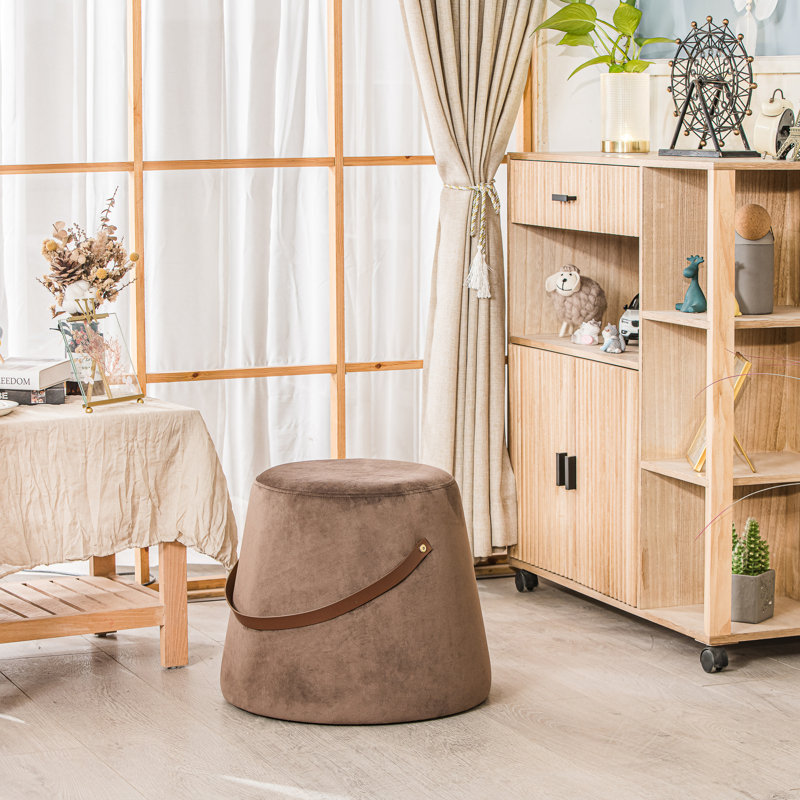 Brunner with Rope Pouf, Brown Velvet