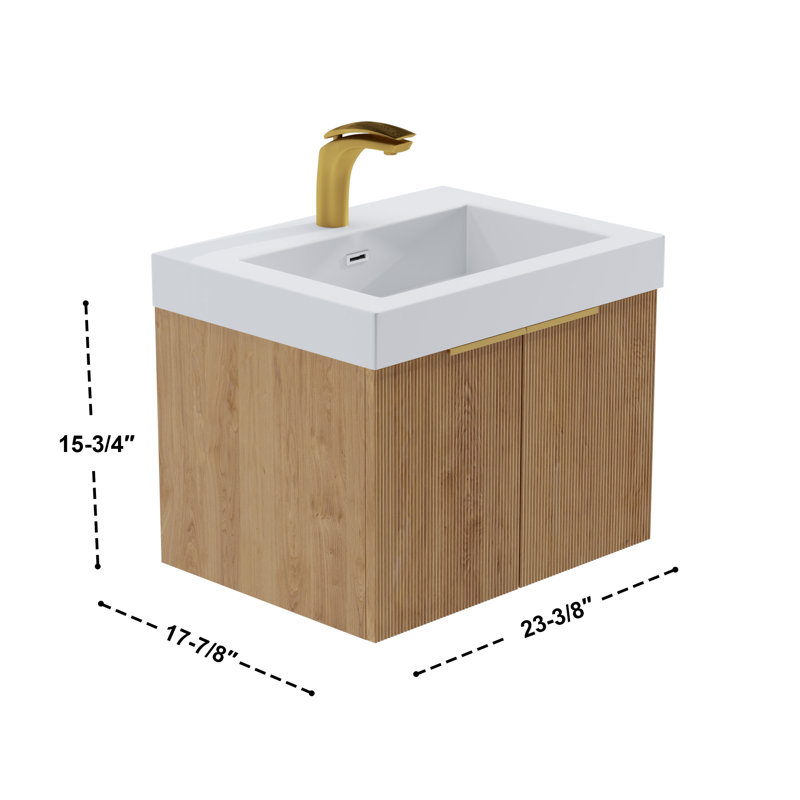 24" Single Vanity Set, Base, Resin Top, Natural