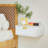 Floating Nightstand with Drawer, Wall Mounted with Diamond Pattern, White