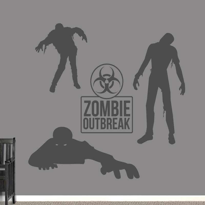 Ensemble de décalcomanie murale zombie, Gris foncé