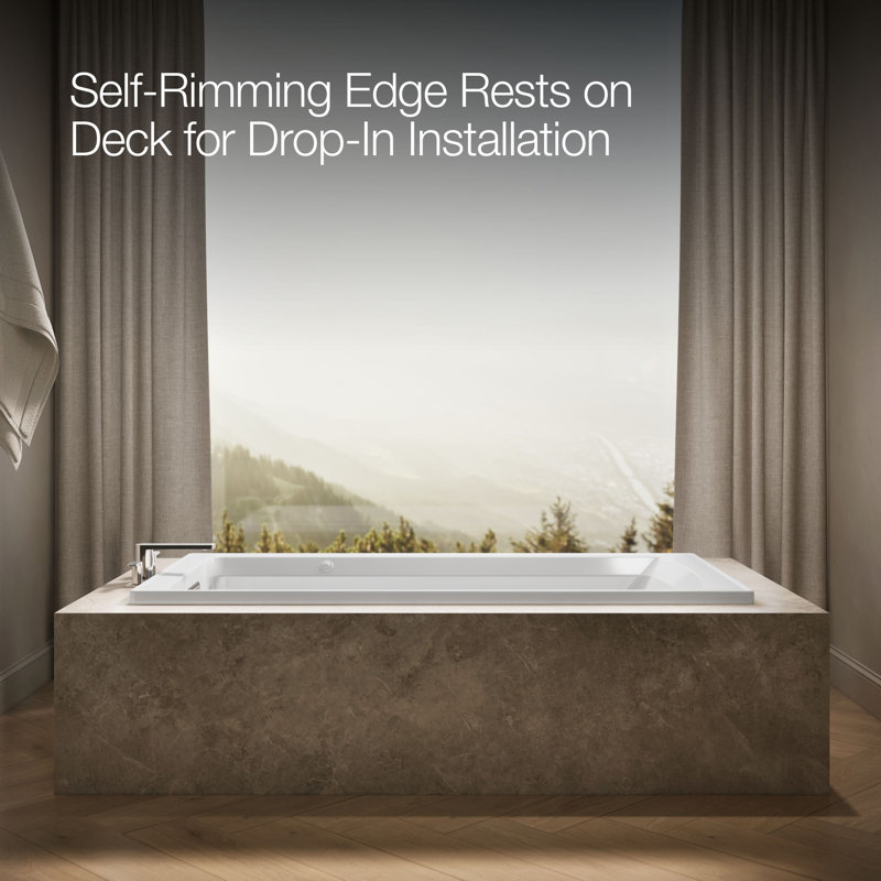 Archer® 72" x 36" Drop in Whirpool Acrylic Bathtub, White