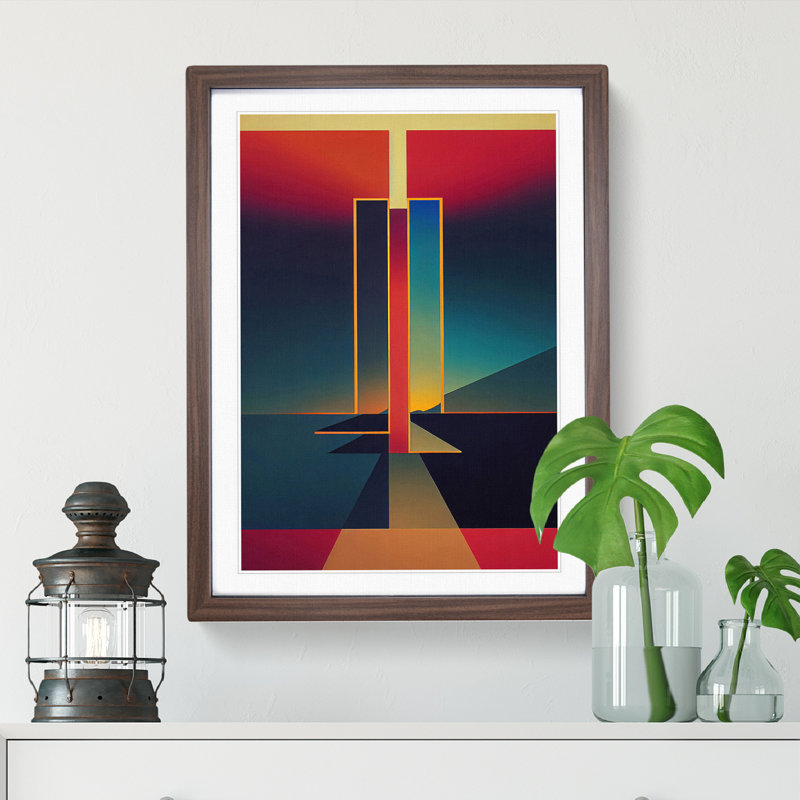 Bold Sunset - Print, Walnut Framed, White, 66cm H x 48cm W x 2cm D