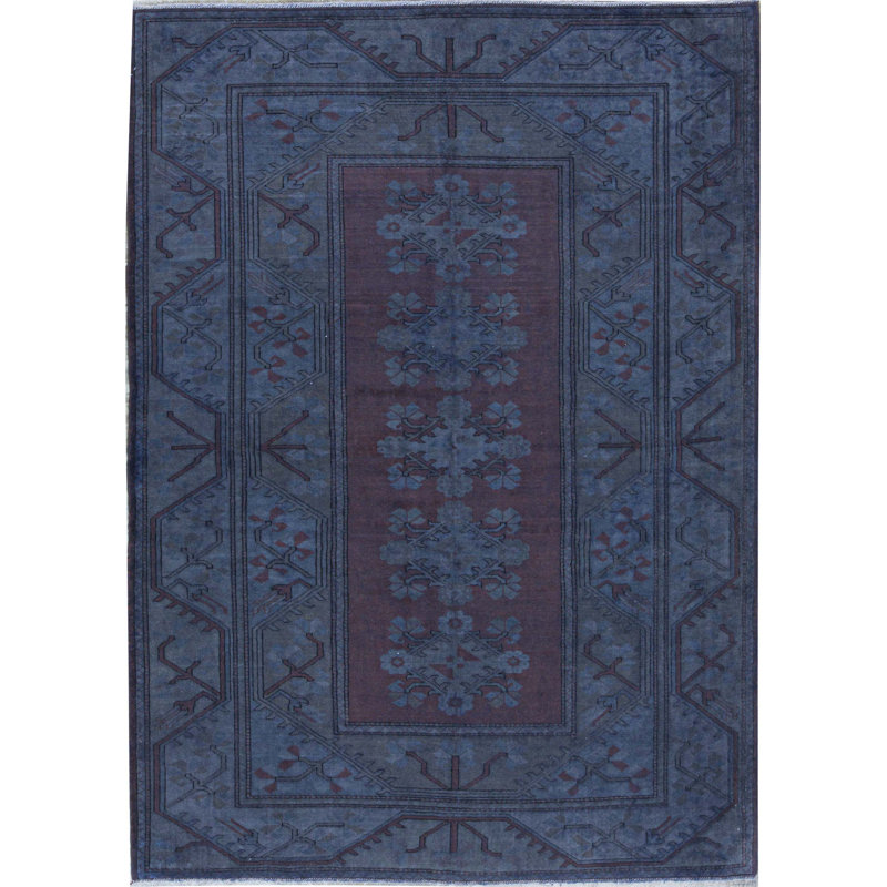 Tapis gris foncé noué à la main de haute qualité